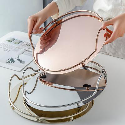 China Luxury Luxury Mirror Finishing Color Metal Organizer Round Stainless Steel Serving Tray For Hotel Restaurant for sale