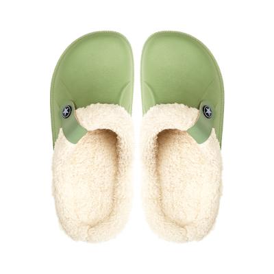 China Wholesale Waterproof Winter Fur Waterproof Women Striped Fur Slippers Shoes Men Solid Color Indoor Home Slippers for sale