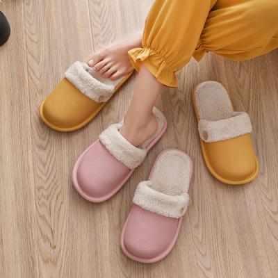 China Coral Fleece Women Warm Cotton Waterproof Indoor Winter Plush Non-Slip Removable Slippers for sale