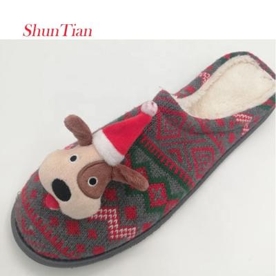 China Fashion Trend Christmas Festival Gift Lovely Dog 3D Best Selling Home Slipper For Men for sale