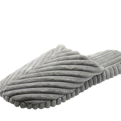 China Durable Hot Selling Very Comfortable Light Gray Corduroy Men Flat Slippers for sale