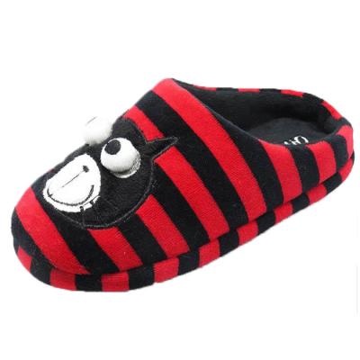 China New arrival kids animal cotton fabric flat striping flannel tpr very comfortable outsole home slippers for boys for sale