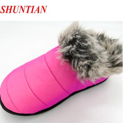 China Flat Winter Waterproof Flat Slippers for Women's Faux Fur Women's Soft Unique Home Loafer Slippers 2019 for sale