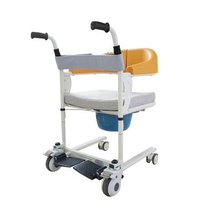 China Water Proof Hot Sale Manual Patient Transfer Chair Lift Wheelchair With Toilet Commode For Elderly Handicapped for sale