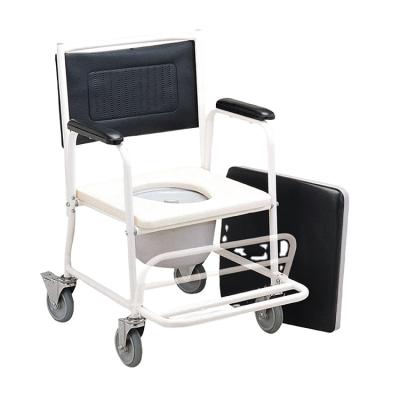 China Homecare Toilet Commode Medical Steel Mobile Wheelchair With 100KG Toilet Seat for sale