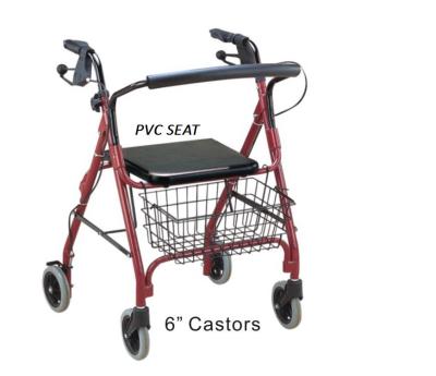 China Alum. Rollator Manufacturers Rollator Walker With Red Aluminum Rollator Basket for sale