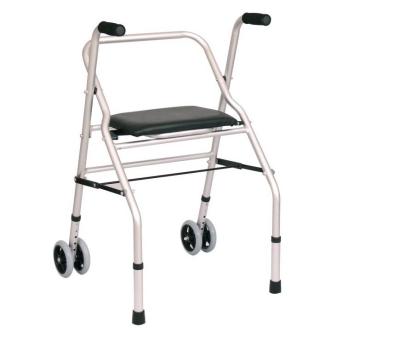 China Alum. Walker Hospital 2 Rolls Aluminum Rollator Walker With Seat for sale