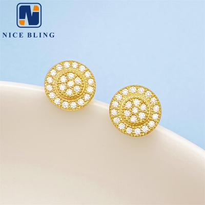 China Pass Diamond Tester Wholesale Price Micro Pave Earring Mens Hip Hop Gold Plated Sterling Silver 925 Fashion Earrings Trend 2022 for sale