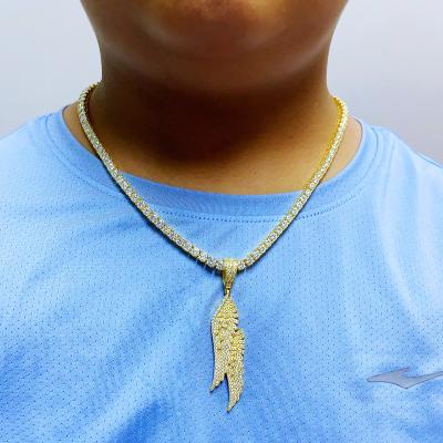 China Hiphop ready to ship iced out bling wings mens womens angel wings tennis chain necklace hip hop 925 silver vvs moissanite pendant for sale