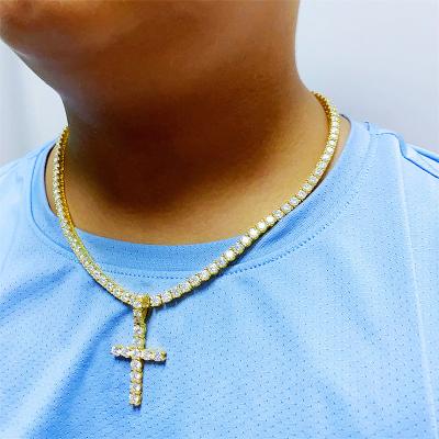 China Hiphop quality 925 outlet hip hop women silver iced men best real charms necklace lab diamond vvs moissanite cross pendant for sale