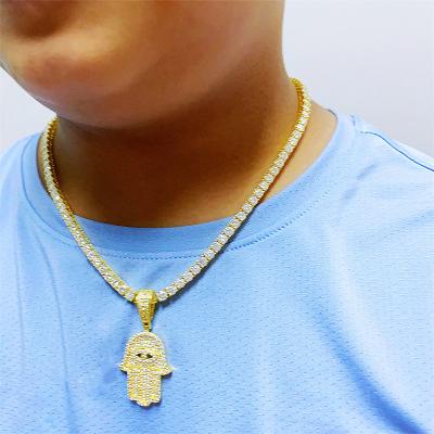 China Hiphop Flower Arrangement Way Iced Out 925 Sterling Silver White Gold Yellow Gold Two Tone Color VVS1 Moissanite Hamsa Hand Crazy Pendant for sale