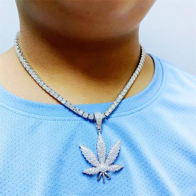 China Hiphop Crossover Diamond Tester Mens Diamond vvs luxury sterling silver solid moissanite s925 white gold plated Mens Pendant Necklace for sale