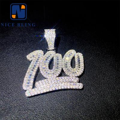 China Hiphop best quality 925 outlet hip hop women silver iced mens real charm necklace lab diamond vvs moissanite pendant for sale