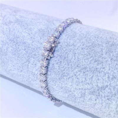 China CLASSIC 4mm Crossover Necklace Chain Bracelet Diamond Iced Out Jewelry Sterling Silver S925 VVS Moissanite Wide Tennis for sale