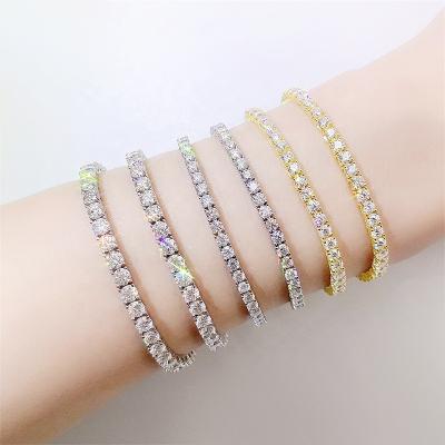 China 925 Sterling Silver Moissanite Diamond Women's Hip Hop Jewelry Chain Bracelet 2MM 3MM 4MM 5MM 6.5MM Bangle Men's Tennis CLASSIC for sale