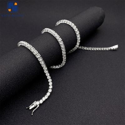 China CLASSIC Iced Out Tennis Chain 5A Zircon Silver Diamond Bling Hip Hop Jewelry Tennis Chain Jewelry Set For Women Men for sale