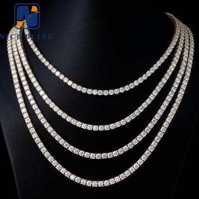 China Wholesale Price Fashion Jewelry Hiphop Diamond Choker Iced Out CZ Zircon Chains 3mm 4mm 5mm Stainless Steel Tennis Chain for sale