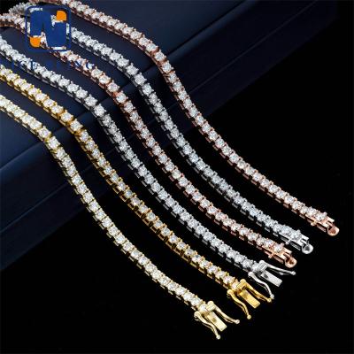 China Hip Hop Jewelry Nice Bling Hip Hop 14k 18k Gold Plated Stainless Steel Men's CZ Diamond Necklace Iced Out Tennis Chain for sale