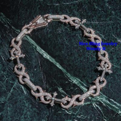 China Hiphop hiphop jewelry vvs diamond moissanite Cuban link chain custom 925 sterling silver 18k gold plated infinity cross necklace for sale