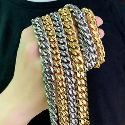 China Hiphop Ready To Ship Wholesale Custom Cuban Link Mens Cuban Link Men's Miami Stainless Steel 14mm 18mm Gold Cuban Link Chain for sale