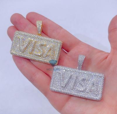 China Fashionable Ready To Ship Mens Fashion Iced Out Simulated Diamond CZ Bank Visa Card Pendant for sale