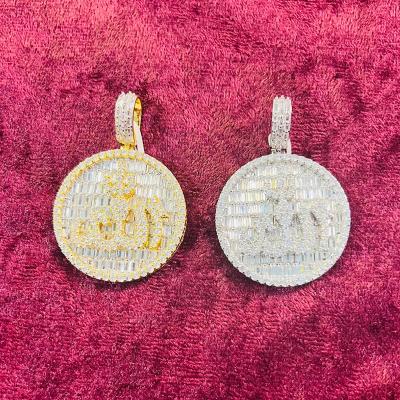 China Fashionable Iced Out Hip Hop Mens Fashion Simulated Diamond 14k Gold Finish Arabic Allah Medallion Pendant for sale