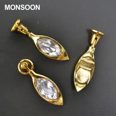 China Modern Door Zamac Zinc Alloy Crystal Rhinestone Furniture Closet Handles for sale