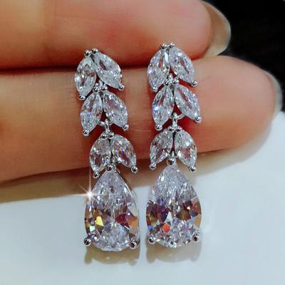 China TRENDY good price zircon earrings wedding jewelry 2021 new drop crystal bling earrings for sale