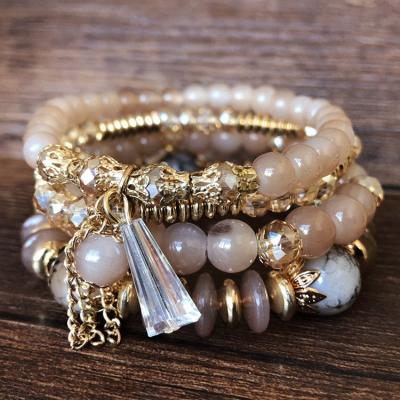 China FASHIONABLE High Quality Exotic Bohemian Multi Layer String Style Check Beaded Bracelet for sale