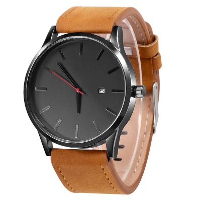 China Fashionable Minimalist Day/Date Watch For Business Men Leather Band for sale