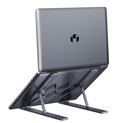 China Aluminum Folding Laptop Stand Soporte Gray Laptop Stand Folding Design Tablet Ergonomic Portable Adjustable Computer Stand for sale