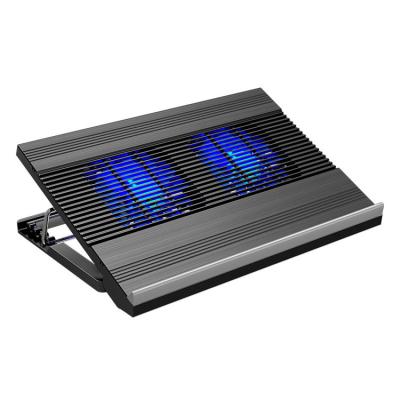 China Laptop Cooling Fan Low Noise Portable LED Light 2 Aluminum Heatsink Pad Cooling Pad for sale