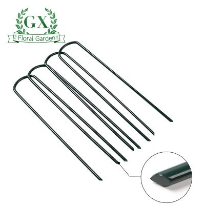 China Garden Worker Plastic Nail Fittings U Shaped Ground Tarp Garden Lawn Fixed Fixing Pegs With Buffer Joint for sale