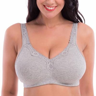 China Viable Women's Soft Wireless Unlined Bra, Sexy Lace Cotton Bra Quick Dry Breathable Close Cup Full Back Bra for sale