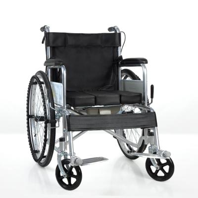 China Comfortable Manual Folding Lightweight Foldable Wheelchair With Toilet Seat for sale