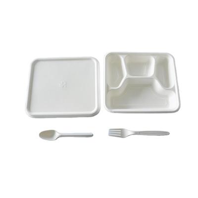 China Traditional Disposable Bagasse Lunch Box Disposable Sugar Cane Dishes Containers With Lids For Food for sale