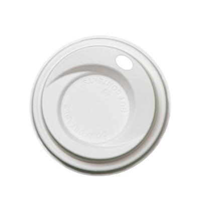 China Disposable Bagasse Sugar Cane Bagasse Cup Lid Compostable Bagasse Coffee Cup Lid for sale