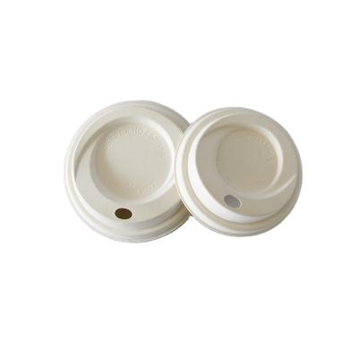 China Contemporary Hot Selling Eco-Friendly Biodegradable Bagasse Sugar Cane 80mm Disposable Coffee Cup Lid Suit For 8oz Paper Cups for sale