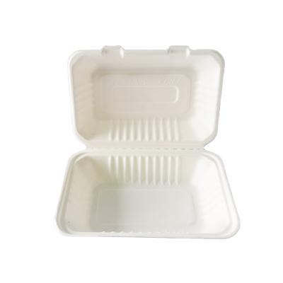 China Biodegradable Compostable Within 90 Day 9x6 Inch Take Out Lunch Box For Restaurant / Hotel / Fast Food Packaging for sale