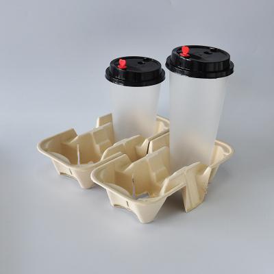 China Disposable Eco-Friendly Biodegradable Bagasse Sugar Cane Warmpack Disposable Coffee Cup Hold Tray for Caterer for sale