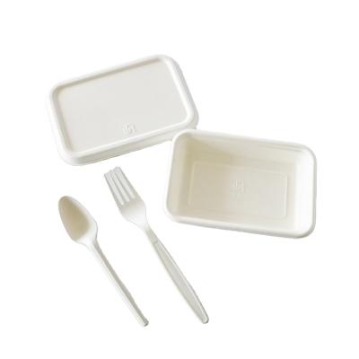 China Compostable Biodegradable Within 90 Days Disposable Biodegradable Sugarcane Food Sugarcane Bagasse Box Salad Takeout Box With Lid for sale