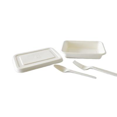 China Biodegratable 500ml Disposable Eco-friendly Disposable Container Square Candy Cane Food Takeout Box With Lid for sale