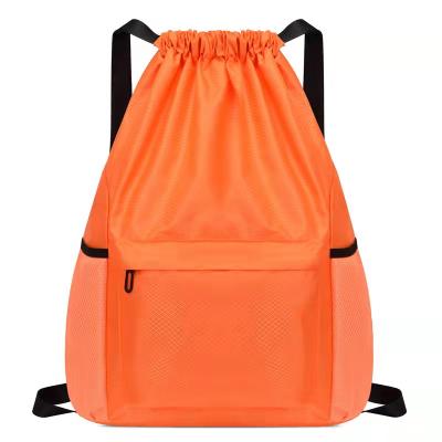 China Waterproof Drawstring Backpack Bag Gym Bag For Teens Boys Girls Large Sports Heavy Duty Drawstring Bag Backpack With Zipper Mesh Pockets for sale