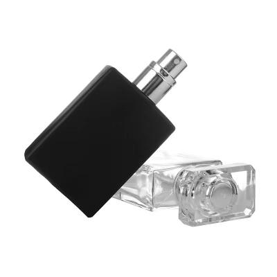 China Cosmetic Modern Luxury Empty Square Refillable Perfume Bottle Transparent Or Black 30ml for sale