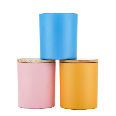 China Home Decoration Unique Jars 220ml 315ml 430ml Colorful Single Candle Jars Candle Jars With Lids Bulk for sale