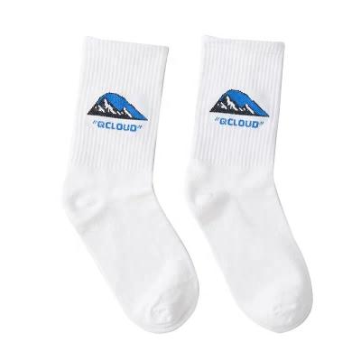 China Regular Unisex Ribbed Jacquard Embroidery Knitted Customized Casual Sports Crew Socks for sale