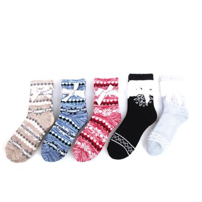 China Fashion floral winter QUICK DRY plus velvet thickening thick double women's socks for sale