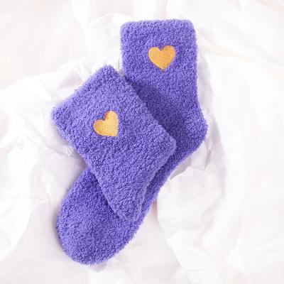 China Winter Polyester Thick Warm Embroidered Heavy Women's Chenille Socks QUICK DRY for sale