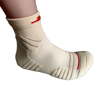 China QUICK DRY Embroidery Logo Synthetic Cotton Foot Support Blisterless Breathable Sport Booties Athletic Sports Socks for sale