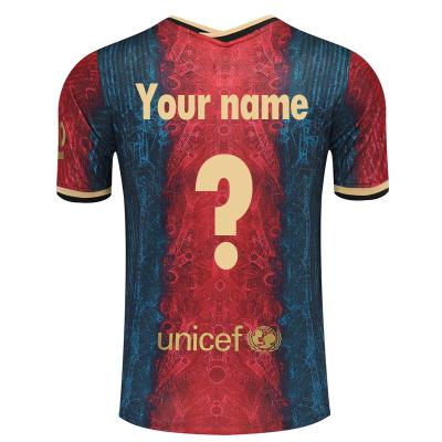 China Custom Printed 100% Anti-Wrinkle Sports Sports T-shirt Barcelona T-shirt Polyester World Cup T-shirt for sale